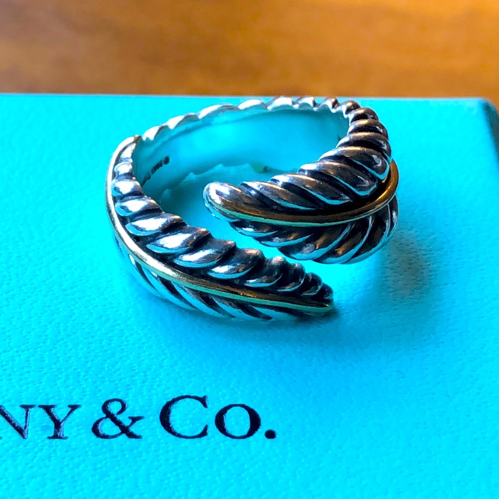 Tiffany & Co. Leaf Ring Sterling & 18k